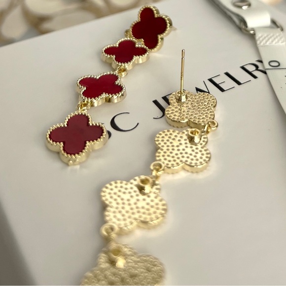 Dangle Clover Earrings 925 Sterling Silver Luxury  Jewelry - Picture 4 of 8